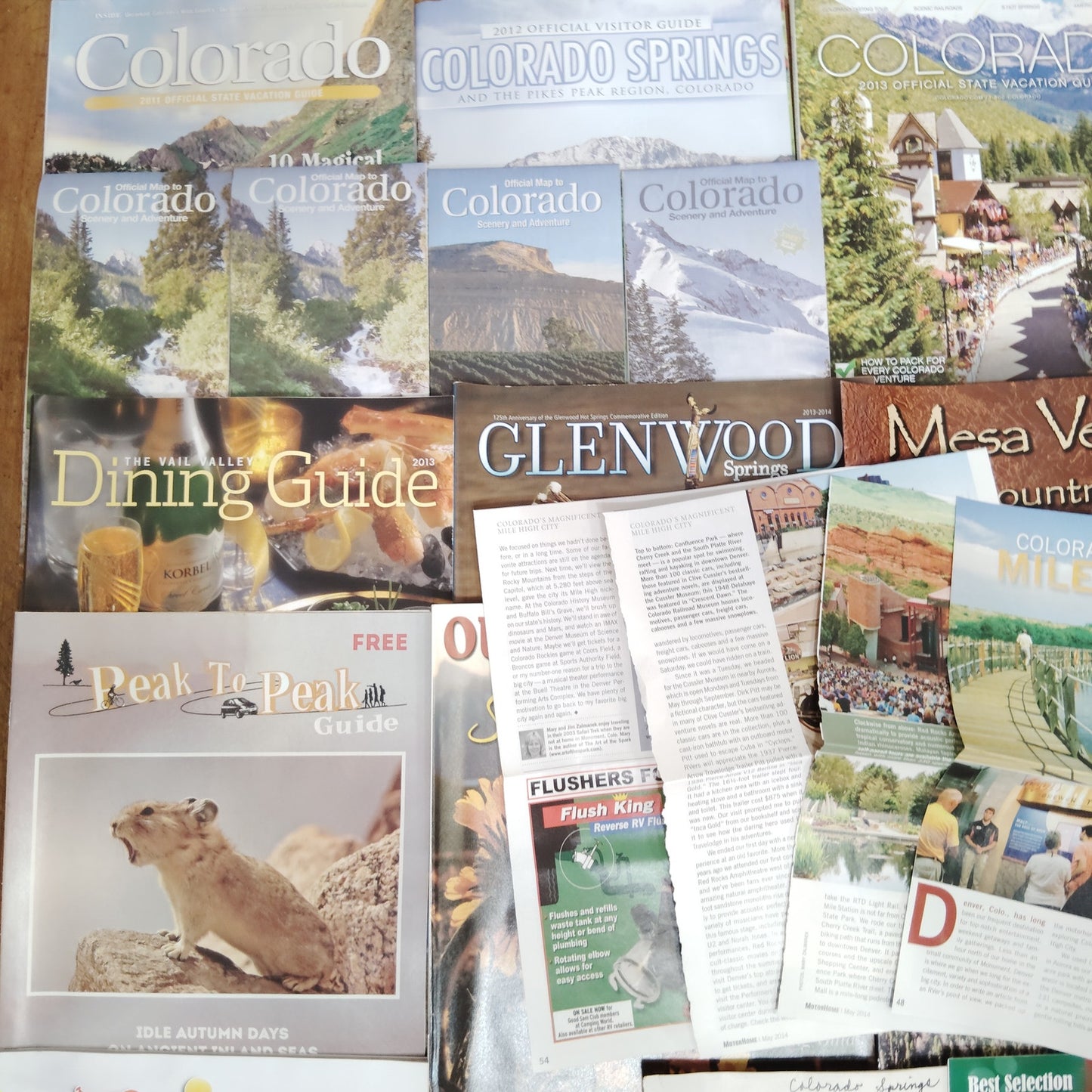 Colorado Tourism Guides & Ephemera Lot (2011-2013) - Maps & Brochures - 7 lbs.