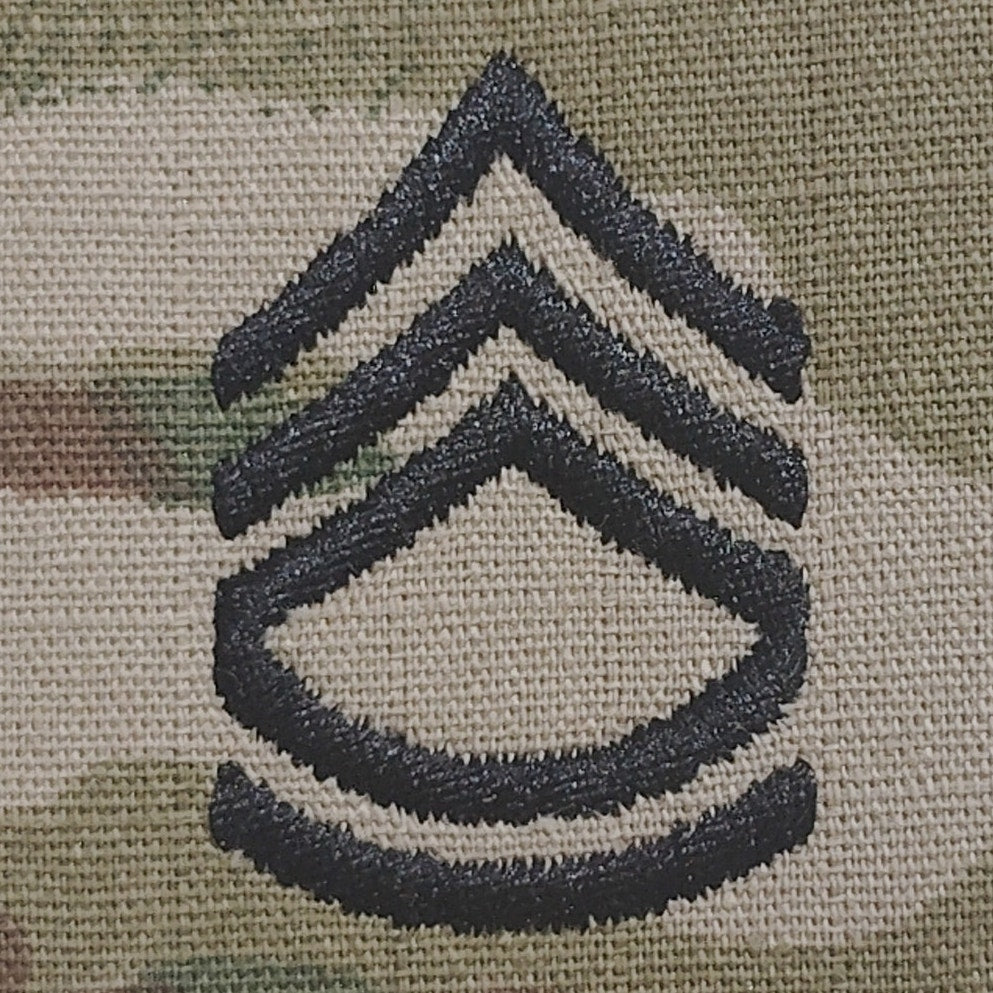 US Army Sergeant First Class SFC, E‑7 Patch OCP Scorpion W2, 2"×2" Sew‑On Device