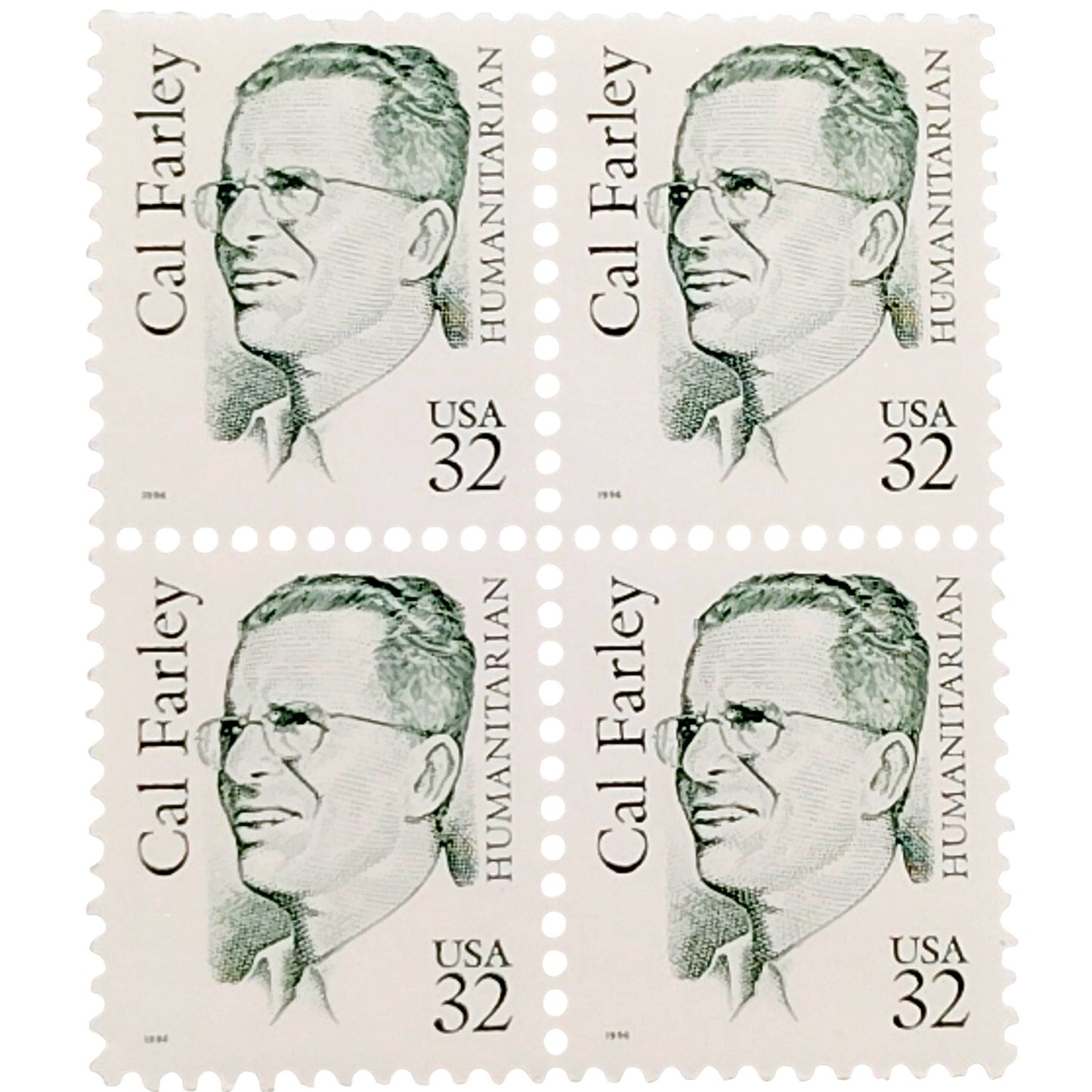 Block of 4 – 1996 USA 32¢ Cal Farley MNH Scott 2934 Great Americans
