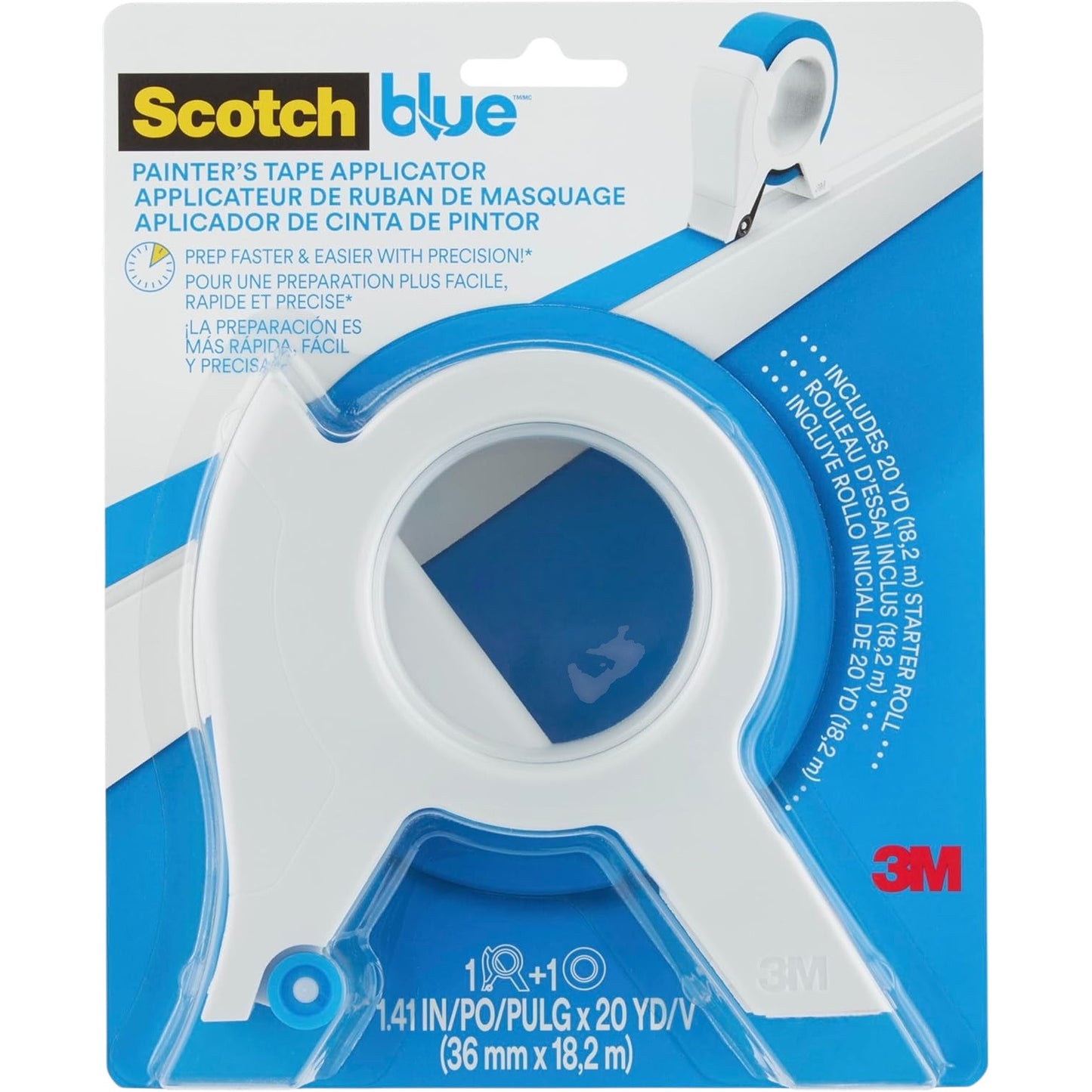 ScotchBlue Painter’s Tape Applicator – TA3-SB-ESF – Includes 1.41" x 20 yd Roll – PEFC Certified