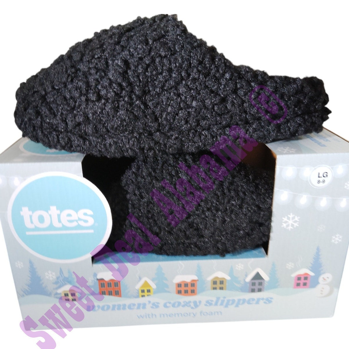 Totes Women's Cozy Slippers, Memory Foam Slippers, Size L (8-9) , Black #34544