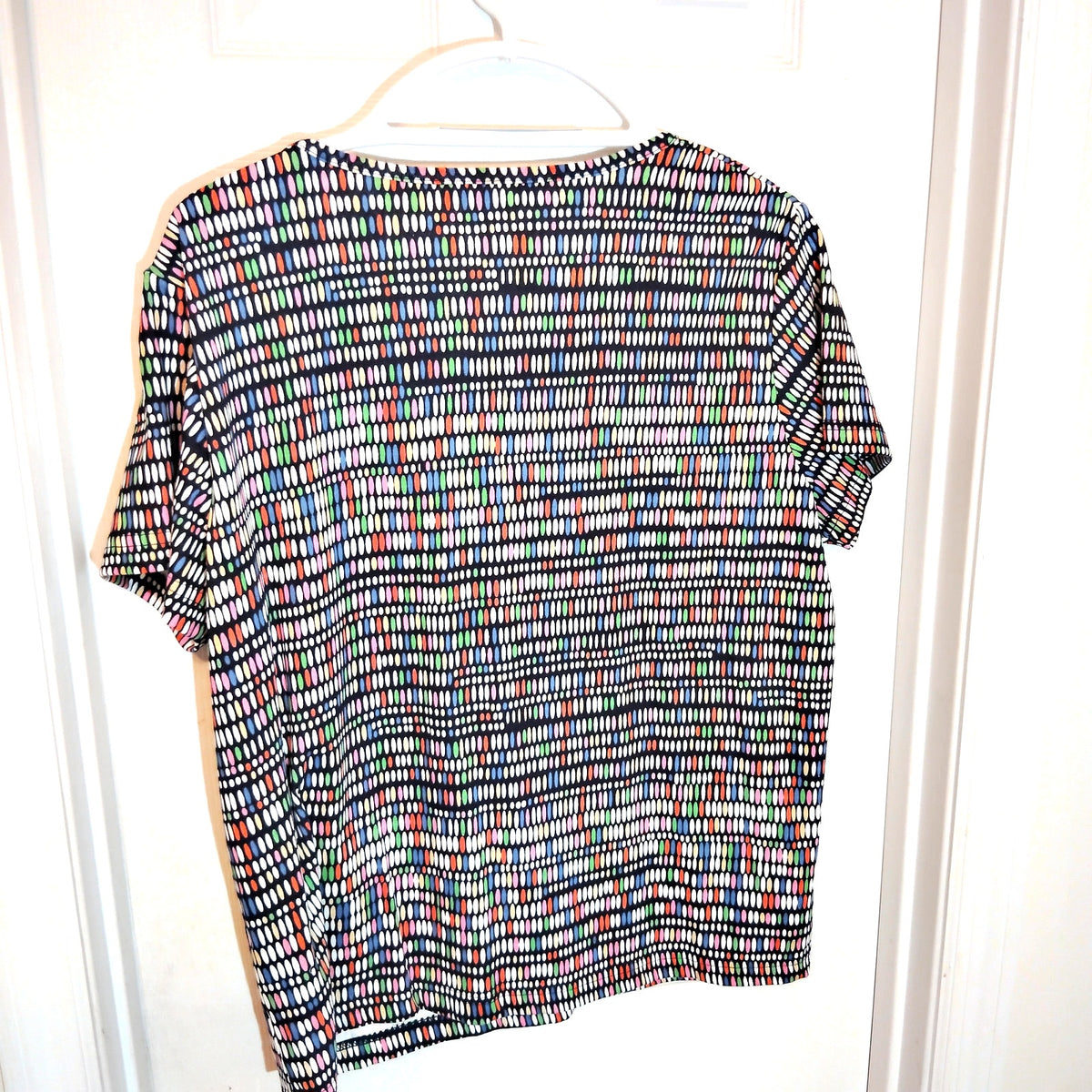 Blair Multicolor Geometric Print Top Women’s Large Excellent Estate Short Sleeve
