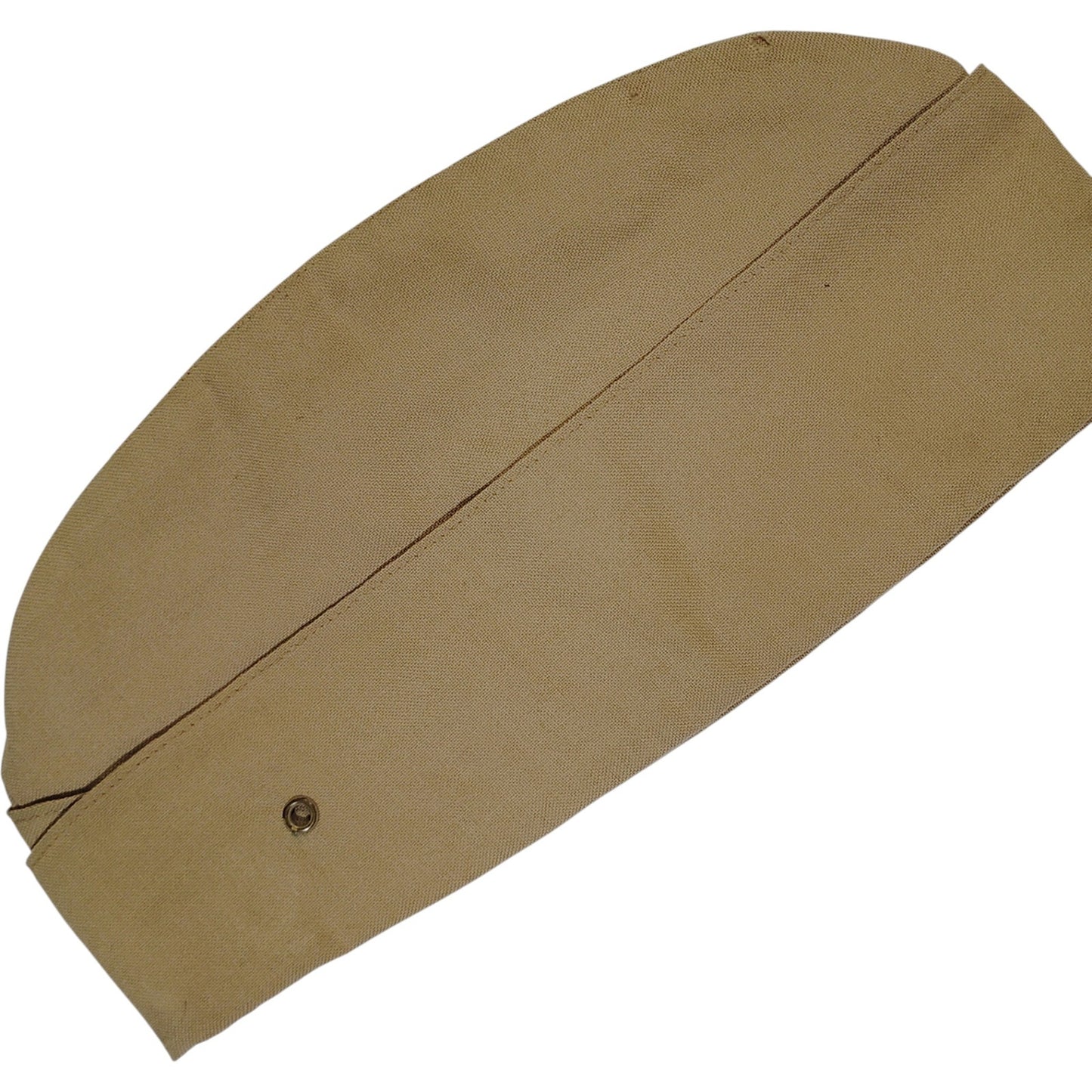 WWII–Vietnam Era Khaki Garrison Cap, Untagged, 10-1/2"L (Approx. Size 6-7/8)