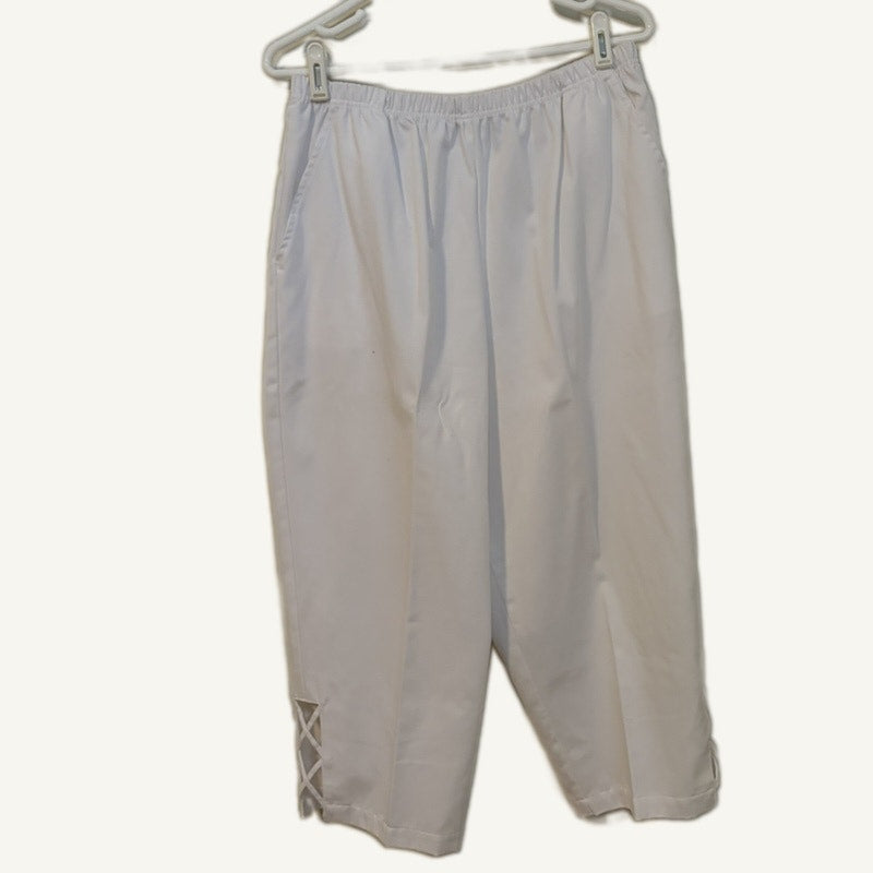 Blair Women's L Navy Mock Layered Top & White Capris 2-Piece Set