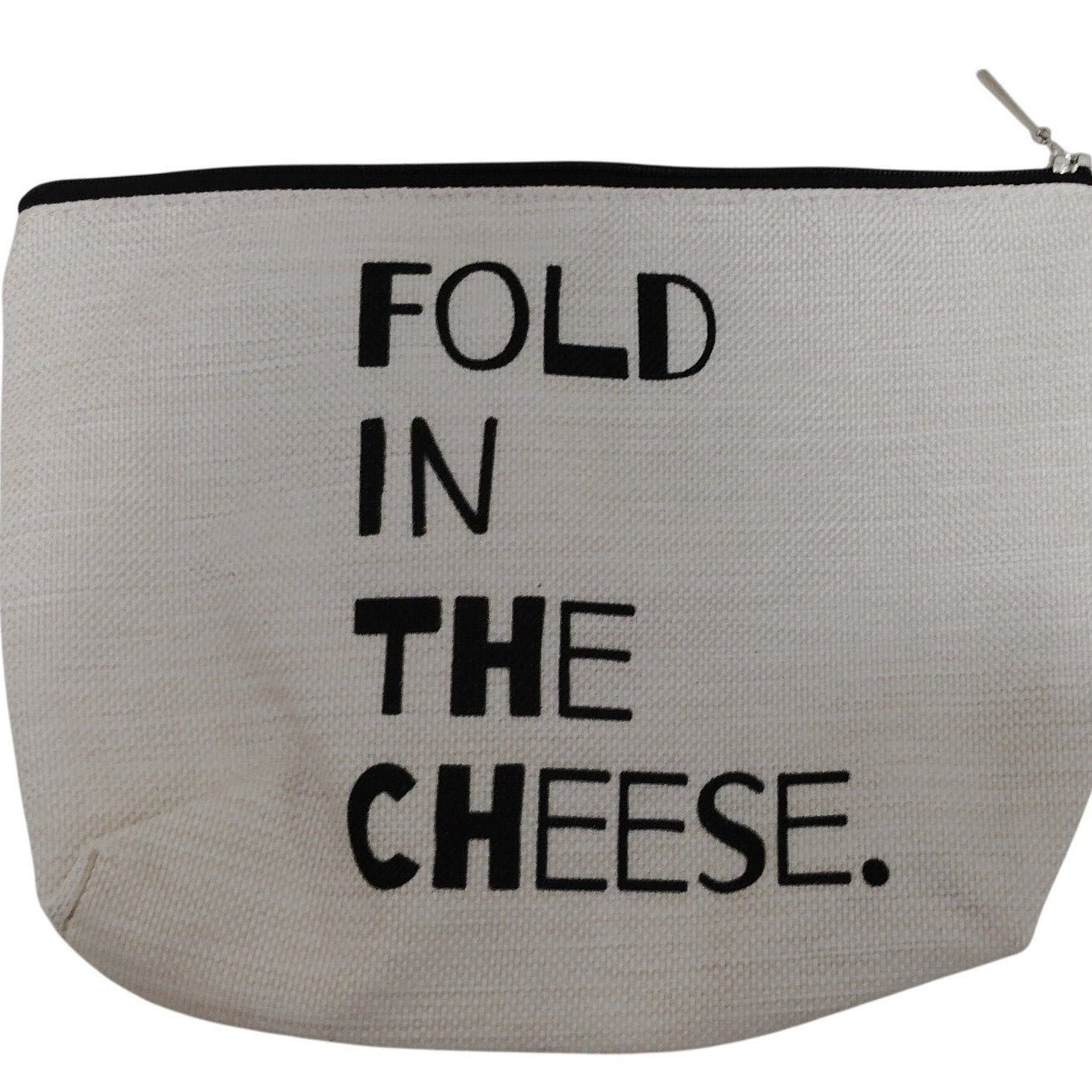 Fold in the Cheese Zipper Pouch 10x8 Woven Double-Sided Print Makeup Bag