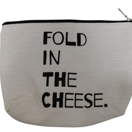 Fold in the Cheese Zipper Pouch 10x8 Woven Double-Sided Print Makeup Bag
