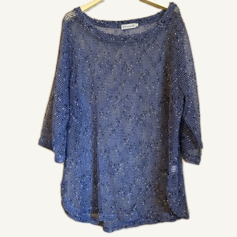 Lulu-B Sheer Knit Cover-Up & Spoiled Rotten Blue Tank Top Set 16/L 2PC