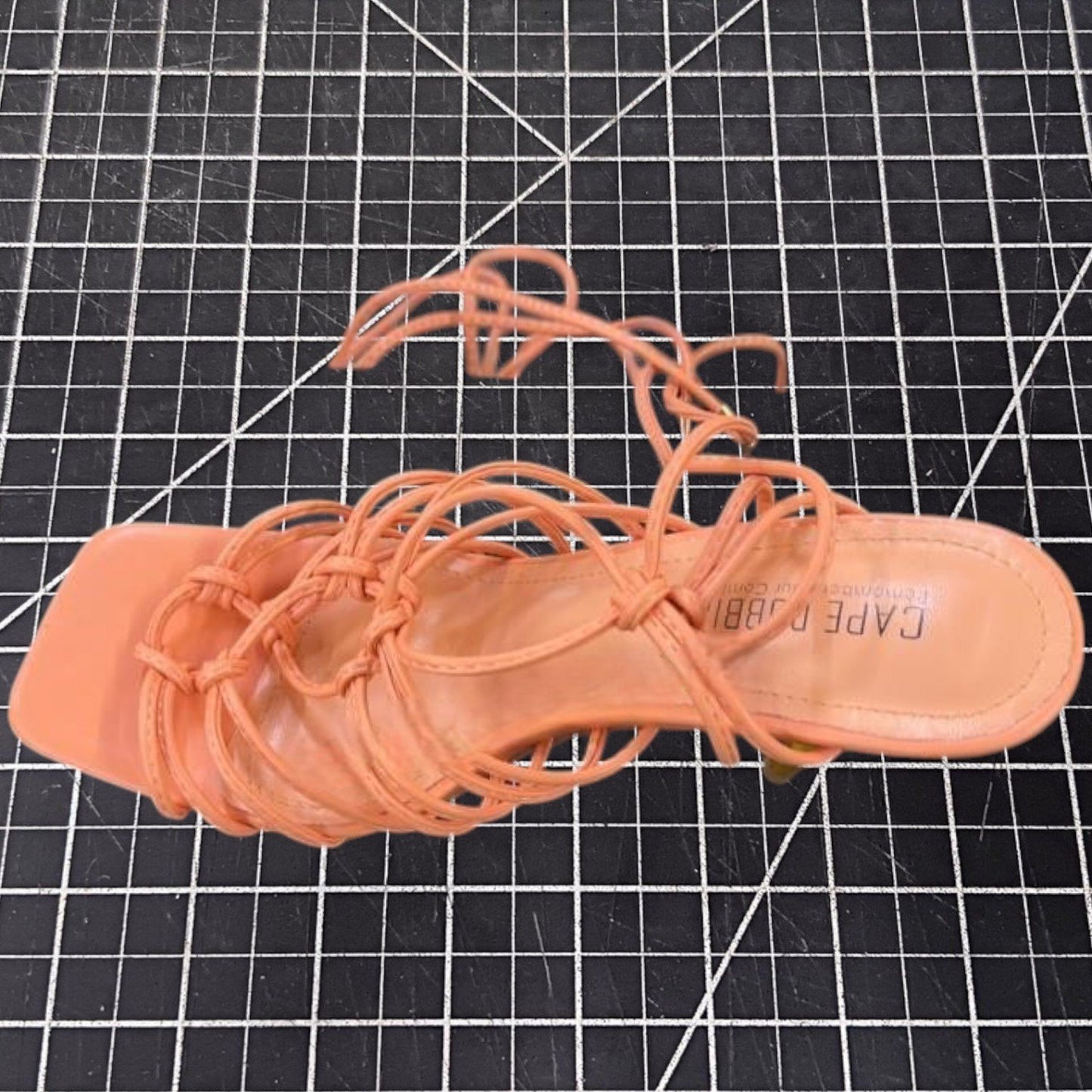 Cape Robbin Soan Women’s High Heels, Coral, Size 9, Strappy Lace-Up, Square Toe