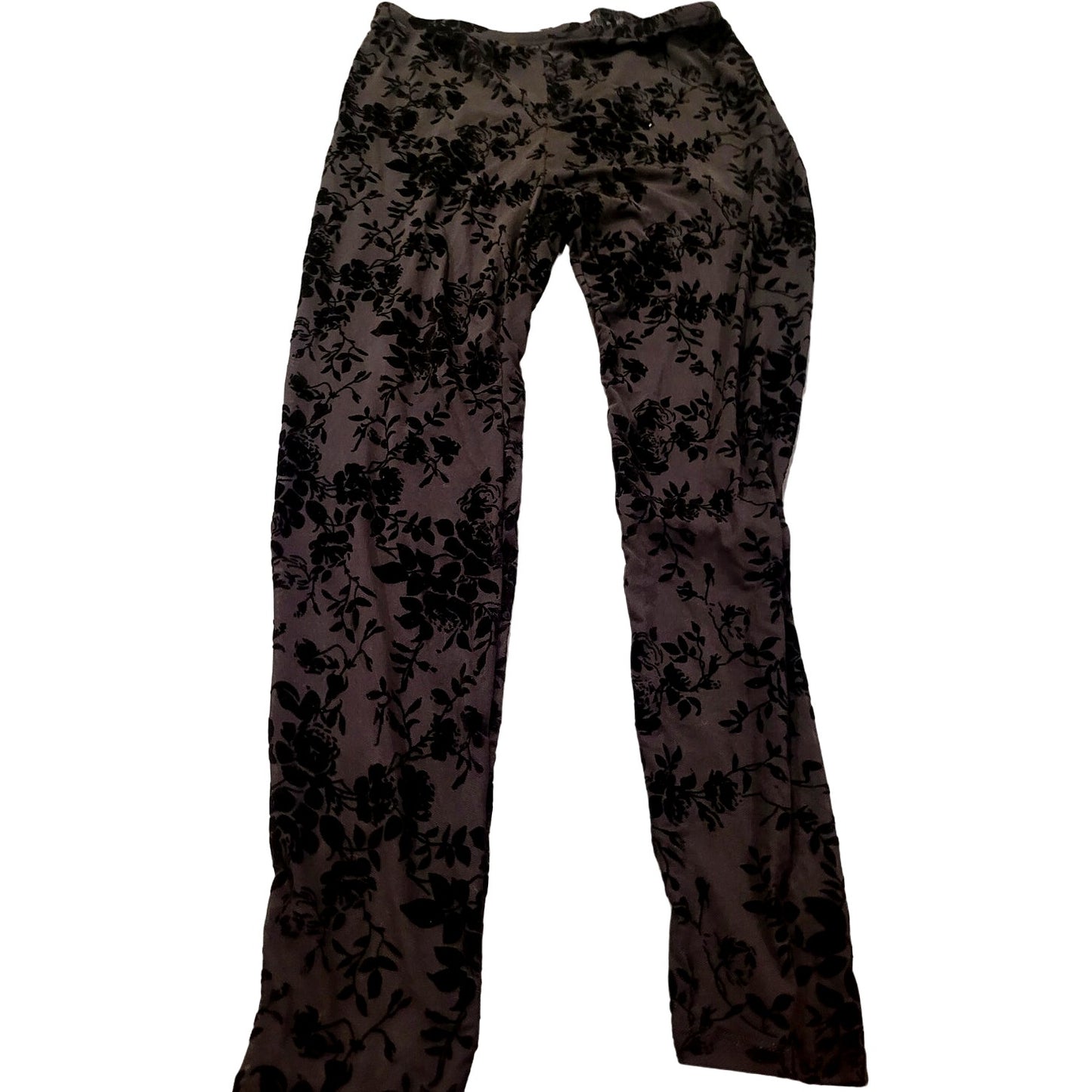 SweatyRocks Black Floral Sheer Mesh Leggings Stretchy High Waist Pants, Large