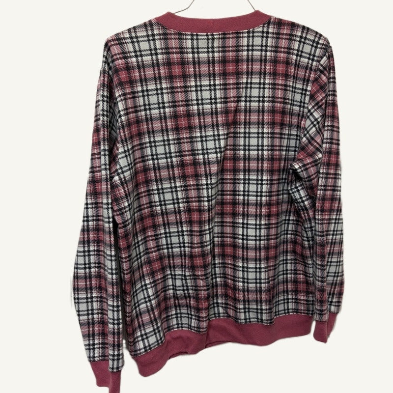 Blair Women's Pink Plaid Pullover Sweatshirt - Cotton Blend Size L