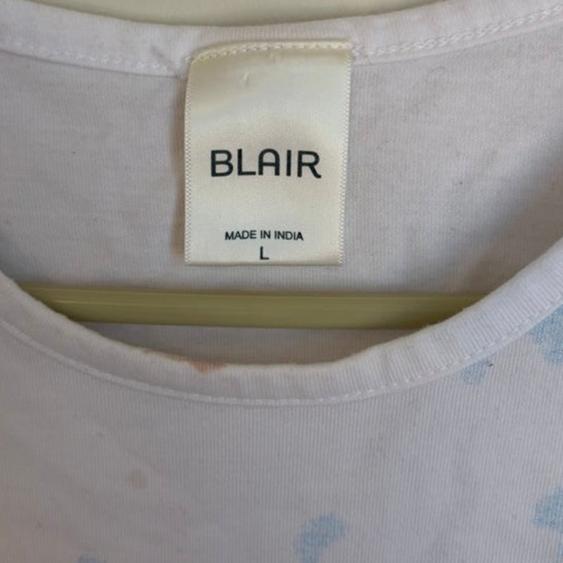 Blair Lighthouse Coastal Watercolor Graphic T-Shirt White Blue Size L