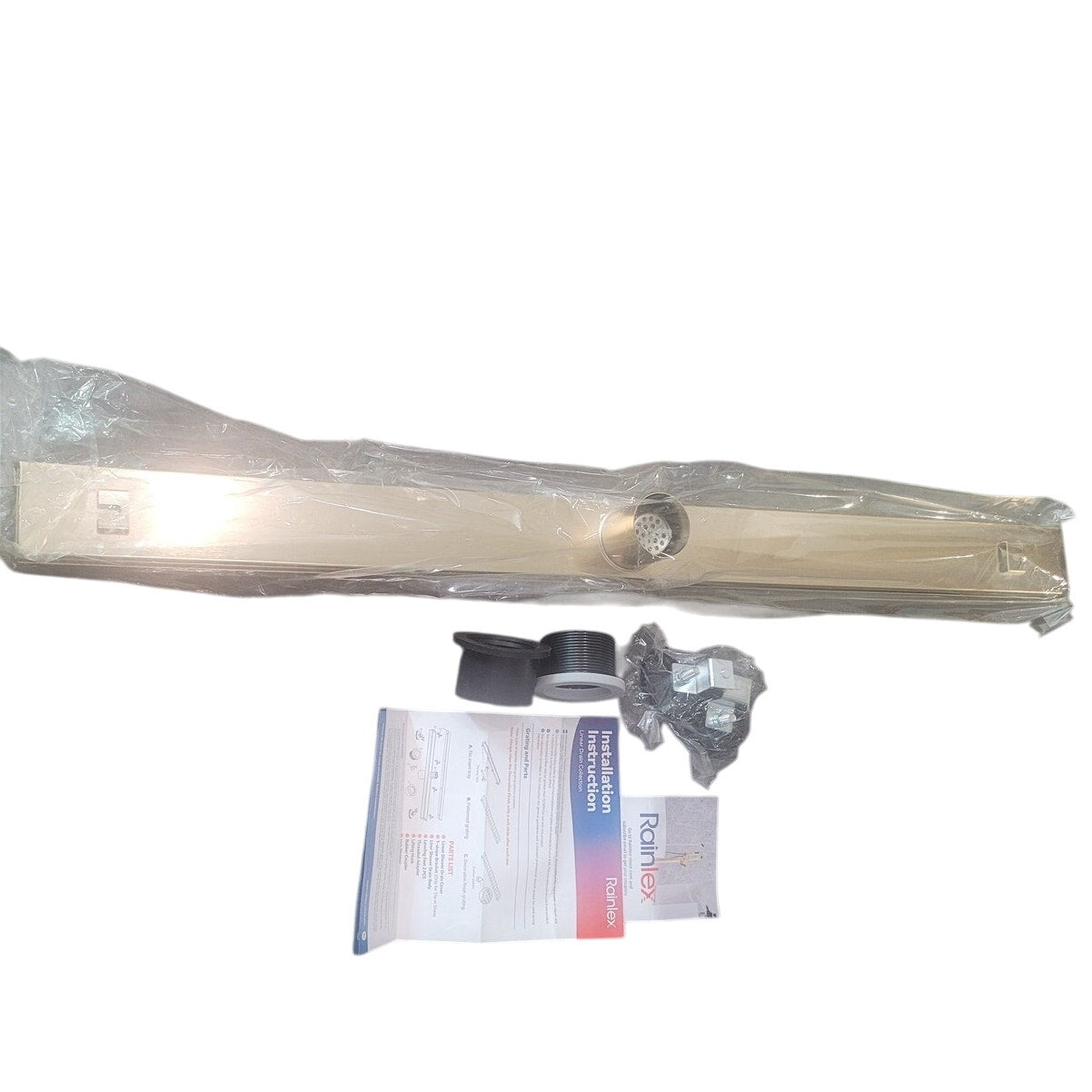 Rainlex 36" Stainless Steel Linear Shower Drain – Tile-in Cover, Brushed Gold