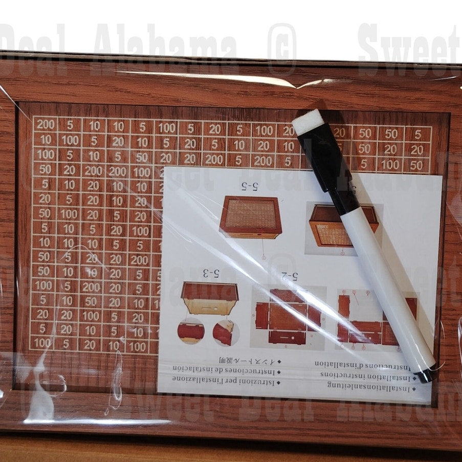 Savings Challenge Box – Wooden Cash Vault w/ Counter & Pen, Brown