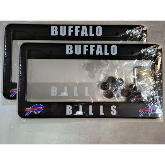 NFL Black Chrome License Plate Frame – 12" x 6" – 2 Pack Front & Rear – Official Team Inserts