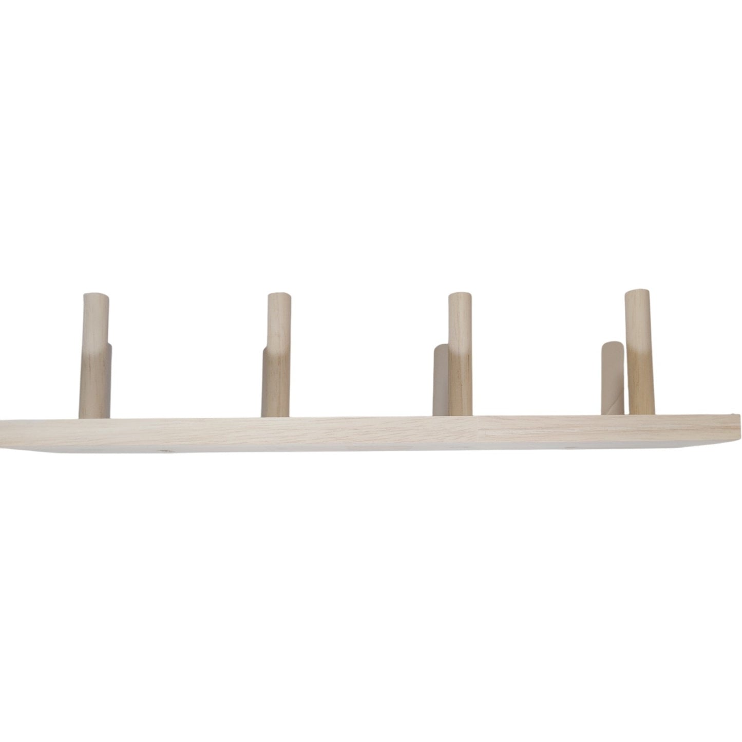 Natural Wood Wall-Mounted Coat Rack – 4 Pegs – 13" x 3" x 3"