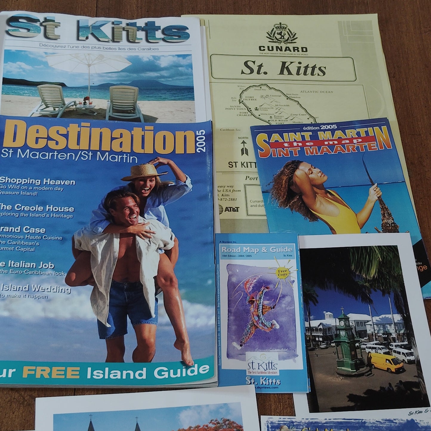 St. Martin / St. Kitts Travel Ephemera Lot- Guides, Maps, Postcards Vintage 2005