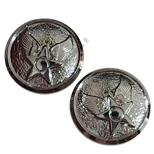 2 Vintage Hap Arnold Screw Mount Buttons, 27 Ligne (5/8"D), Bright Silver