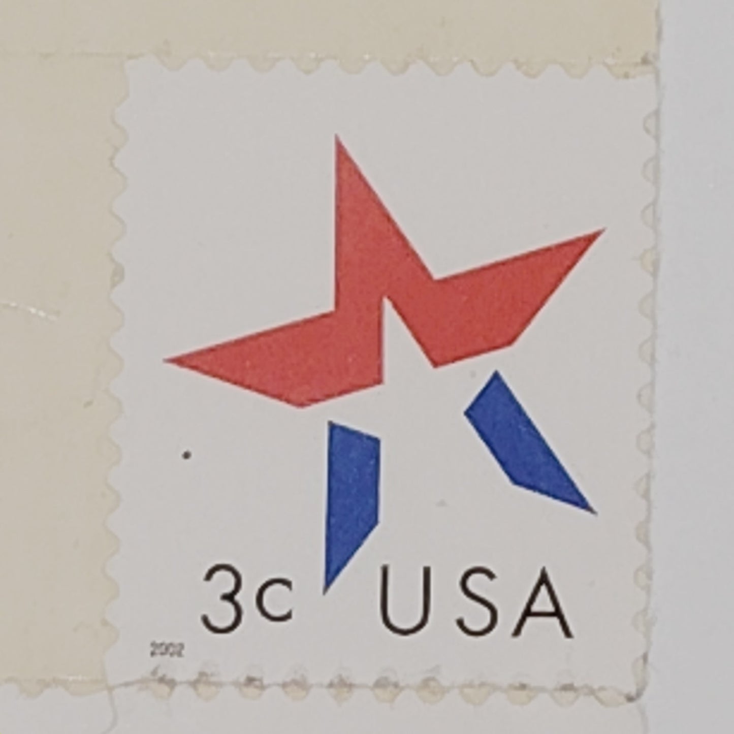 2002 Star Stamps – Partial Sheet of 4 – 3¢ Mint – Make‑Up Rate – Scott #3754