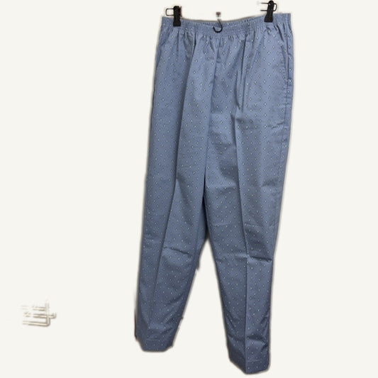 Blair Women's Size 16 Light Blue Teal Diamond Pattern Pull-On Pants 55/45 C/P