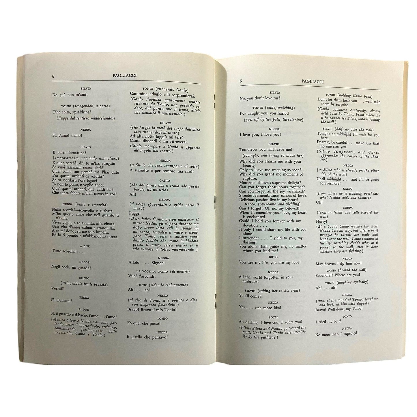 MET Opera, Ruggiero Leoncavallo Pagliacci Libretto in Original & English, 1963