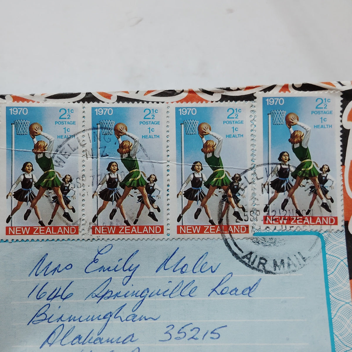 1972 New Zealand Aerogramme Health Stamps Whangarei Cover Letter to Alabama