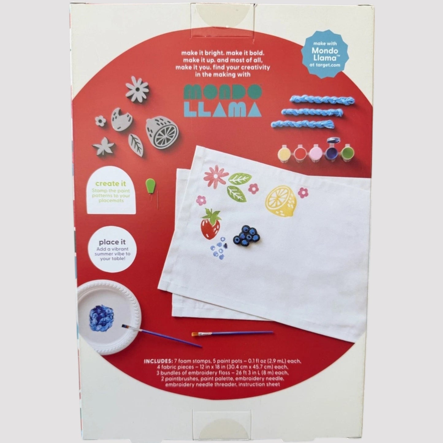 Kids Crafts - 4‑CT Stamp‑Printed Placemats Craft Kit – Mondo Llama