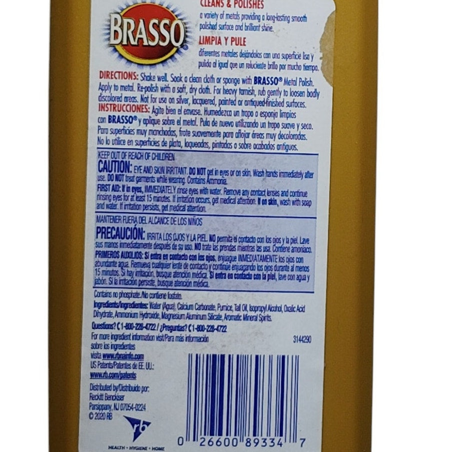 2 Bottles Brasso-2660089334 Multi-Purpose Metal Polish 8 oz Each