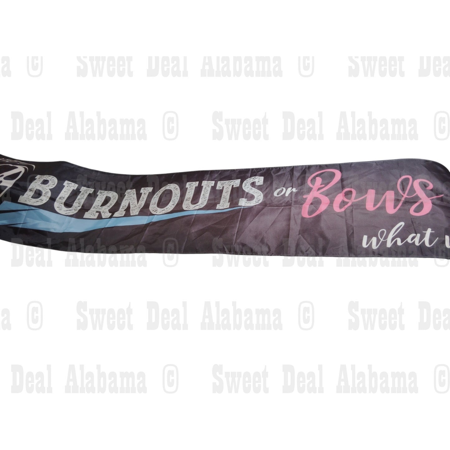 Burnouts or Bows Gender Reveal Indoor/Outdoor Banner – 118” x 20” Party Decor