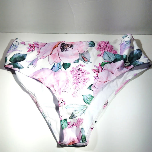 Beachsissi High‑Waisted Bikini Bottoms – Pink/Purple Floral – XL – Nylon/Spandex