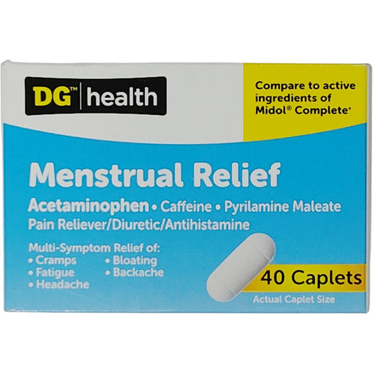 DG Health Menstrual Relief – 40 Caplets – 500mg Acetaminophen – Exp. 04/2027