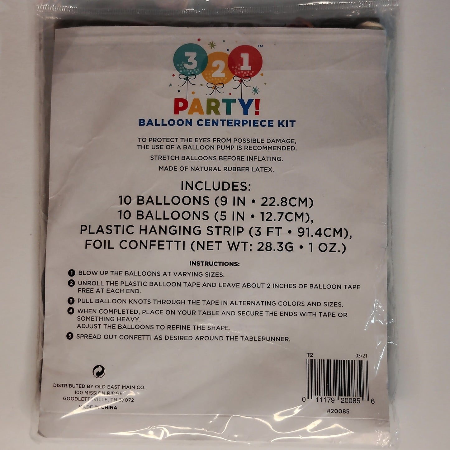 321 Party Balloon Centerpiece Kit – White, Gold & Gray with Foil Confetti – New