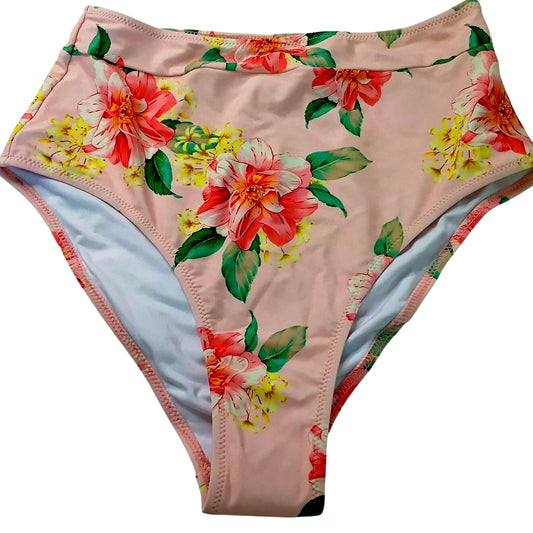 Cupshe Floral High Waisted Bikini Bottoms Pink Print 80/20 Women Medium