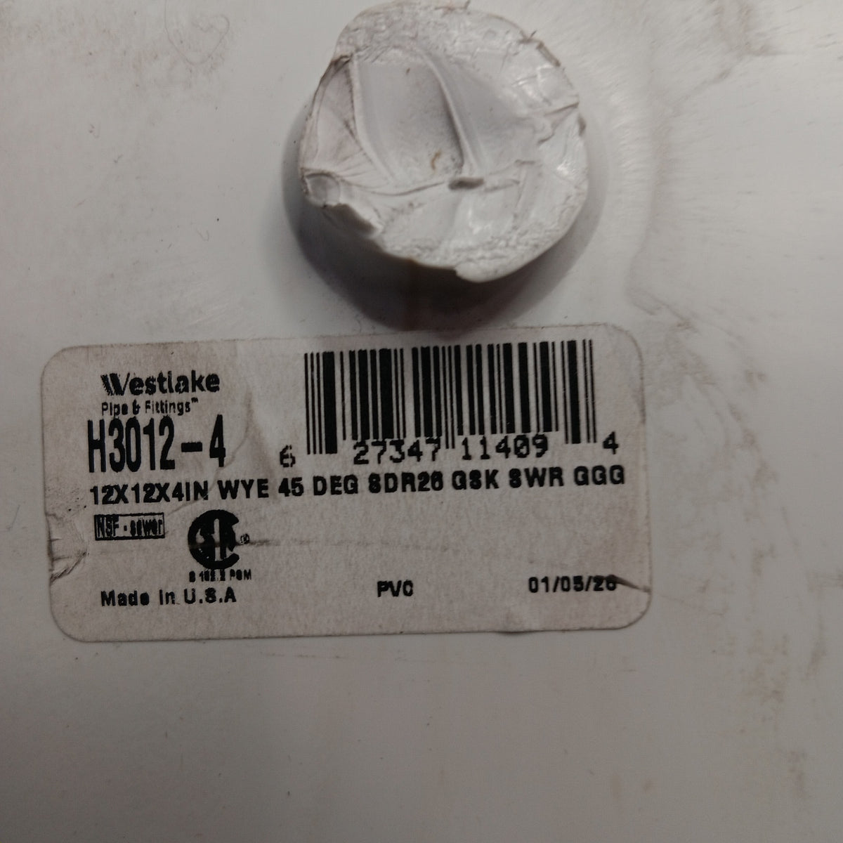 Westlake H3012-4 PVC 12" x 12" x 4" 45 Deg Wye Sewer Fitting SDR-26