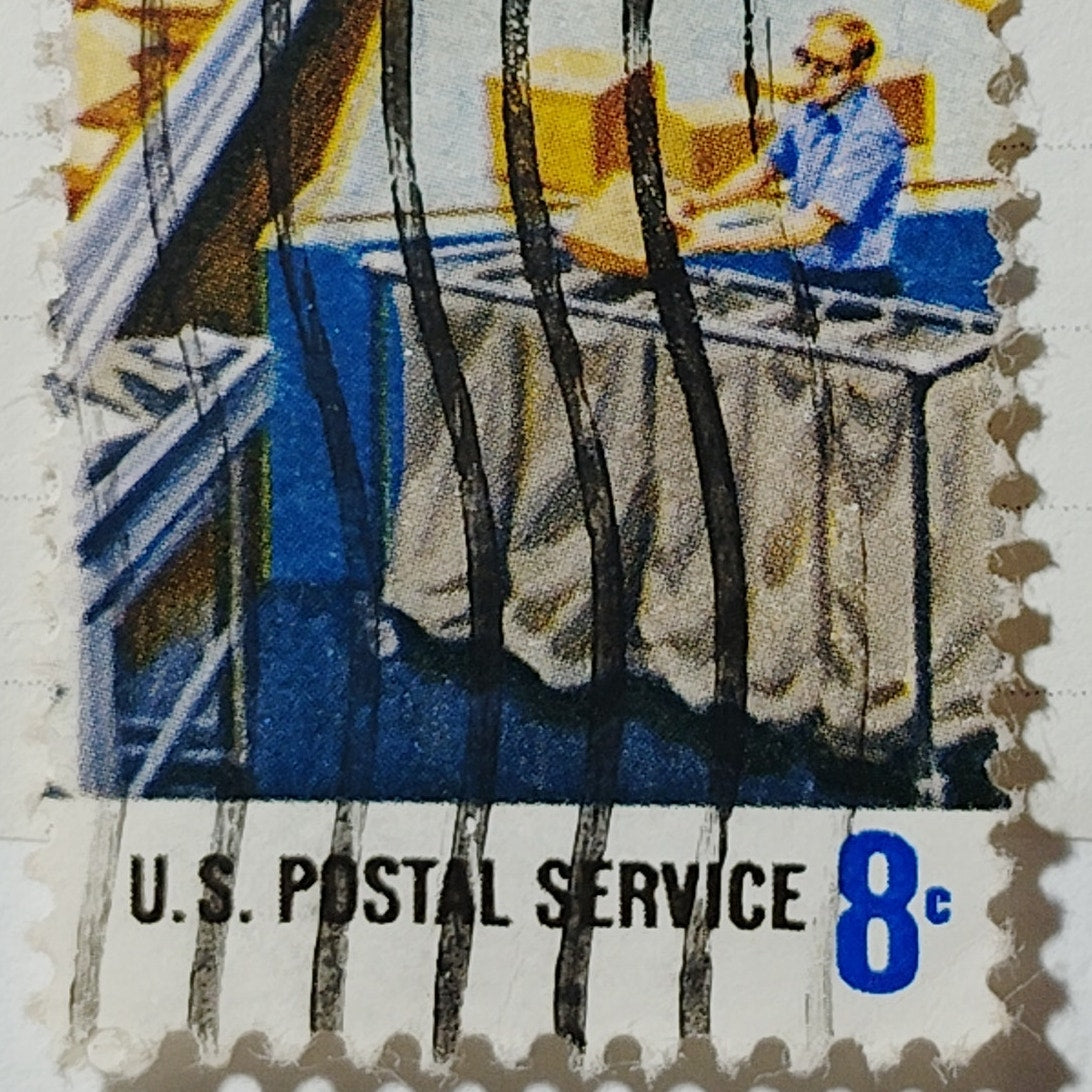 1973 US 8c Sack Sorting Postal Employees Stamp #1495 Used Cancelled