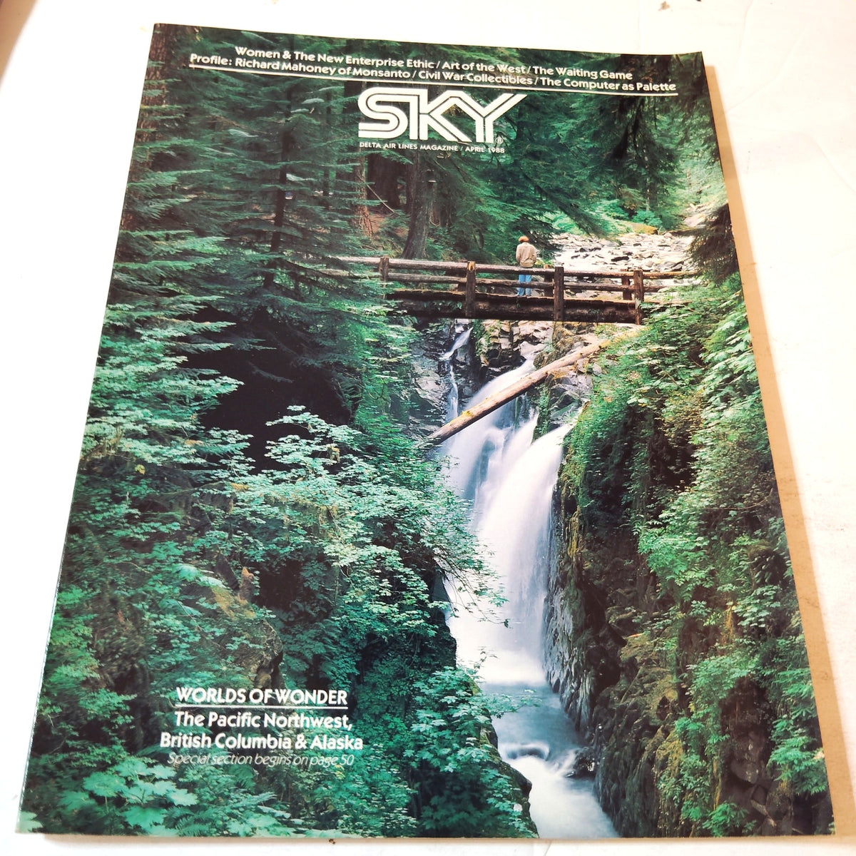 Delta SKY In-Flight Magazine - April 1988 - Britsh Columbia, Alaska, Cowboy HOF