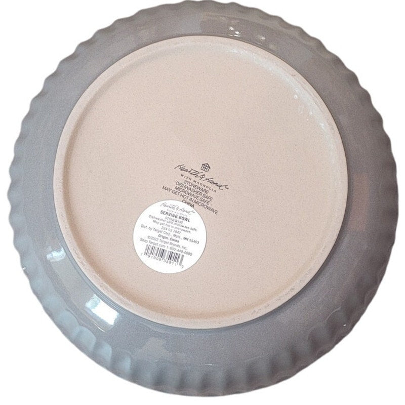 2-PK Fluted Stoneware Serve Bowls Gray Hearth & Hand with Magnolia, Large 9.75"D