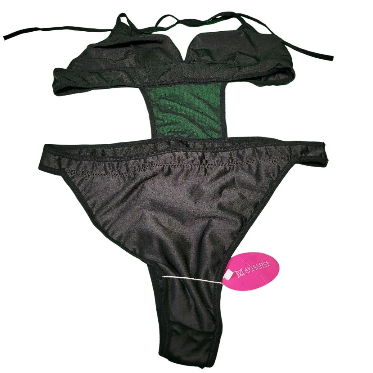 Avidlove Women's One-Piece Mesh Intimate Bra and Panty Set, Black, XXL
