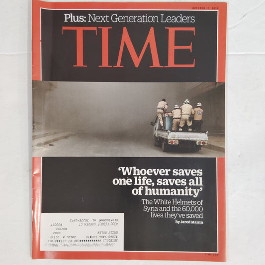 Time Magazine October 17 2016 Syria's Angels White Helmets, LA Rams, Back Issue
