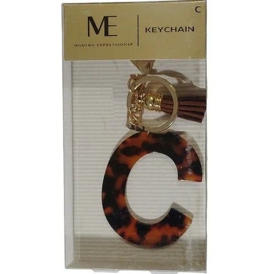 Modern Expressions Keychain – Letter “C” Brown Marble Tassel Fob