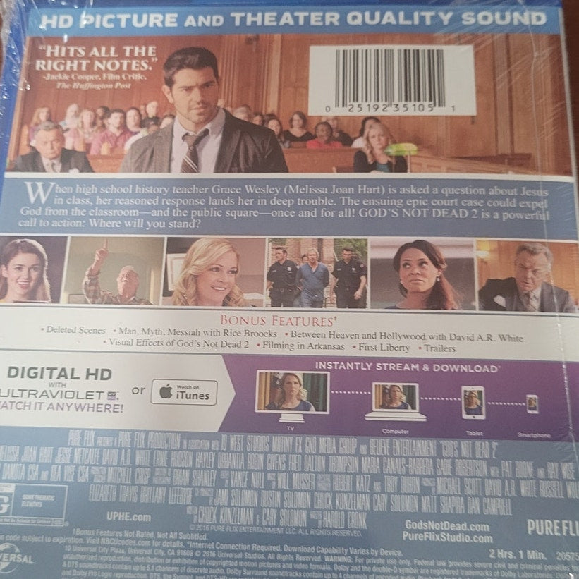 God’s Not Dead 2 Blu-ray DVD Faith-Based Drama Melissa Joan Hart J Metcalfe 2016