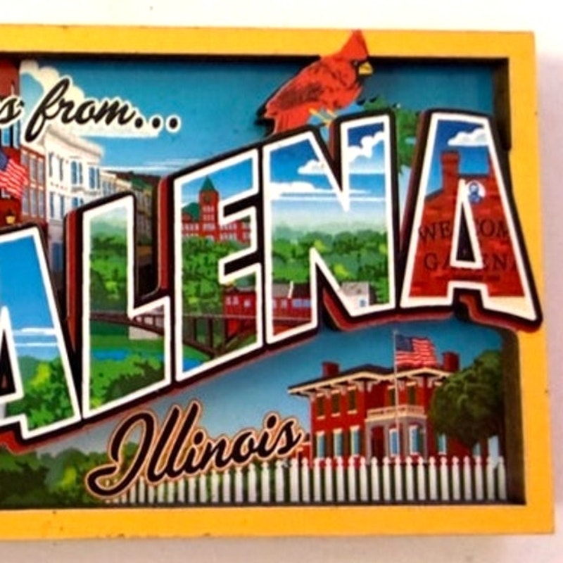 Greetings From Galena Illinois Magnet 3‑D MDF Large Letter Style 3" × 2"