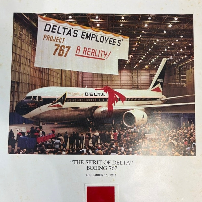 Delta Air Lines Spirit of Delta 1982 Ribbon Swatch Poster VTG Estate Memorabilia