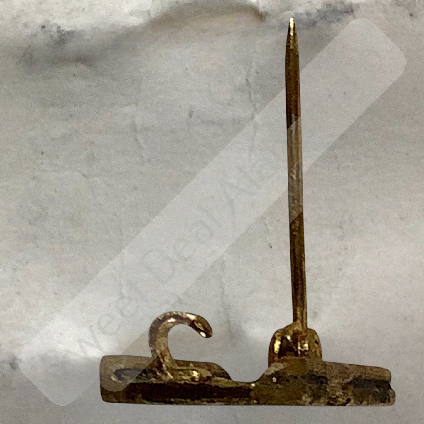 c.1910s Numeric "1746" Brass Antique C-Clasp Hat / Lapel / Collar Pins Set 3/8"H
