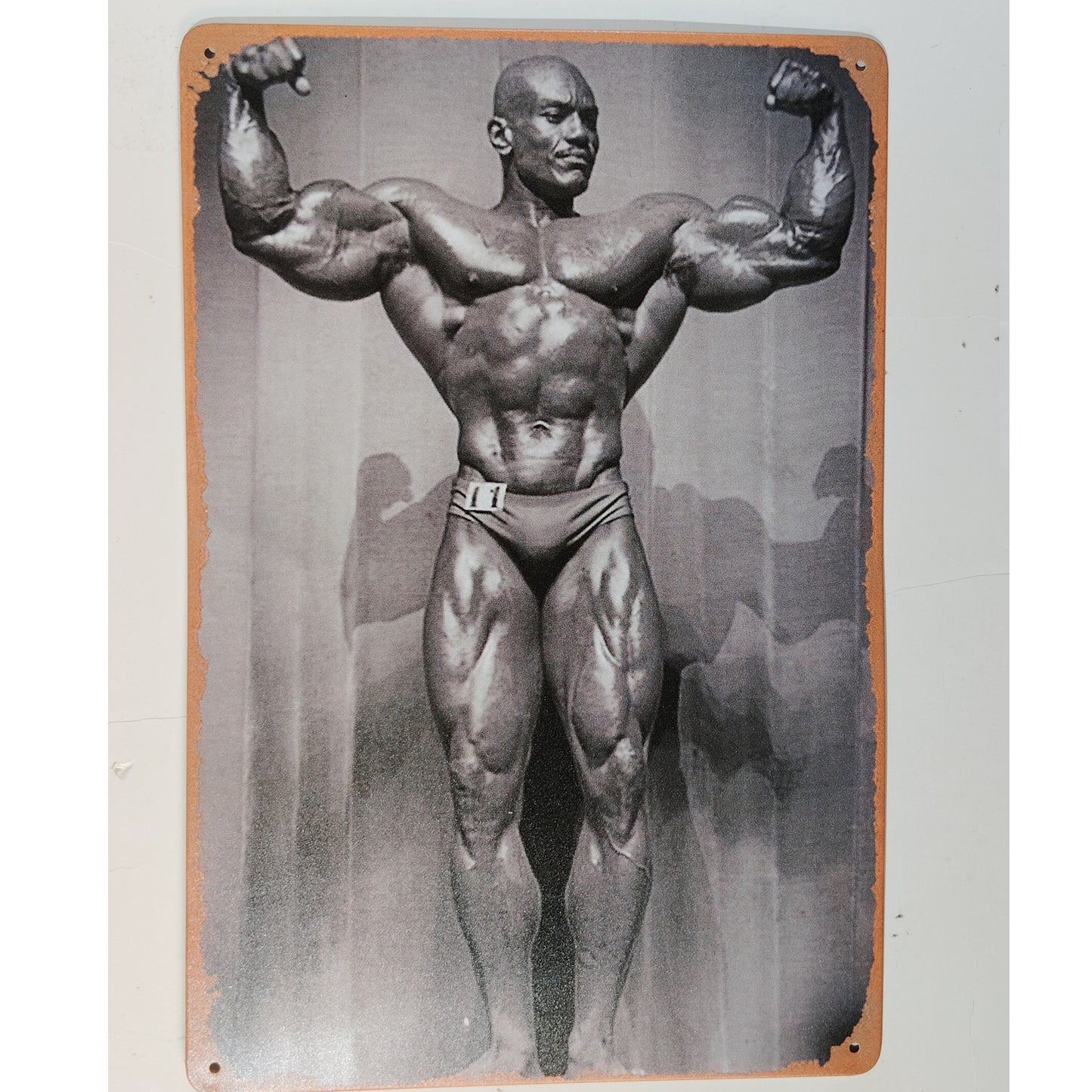 8x12 Tin Sign – Sergio Oliva “The Myth” – Vintage Bodybuilding Icon – Black & White Gym Wall Art
