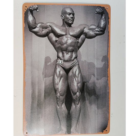 8x12 Tin Sign – Sergio Oliva “The Myth” – Vintage Bodybuilding Icon – Black & White Gym Wall Art
