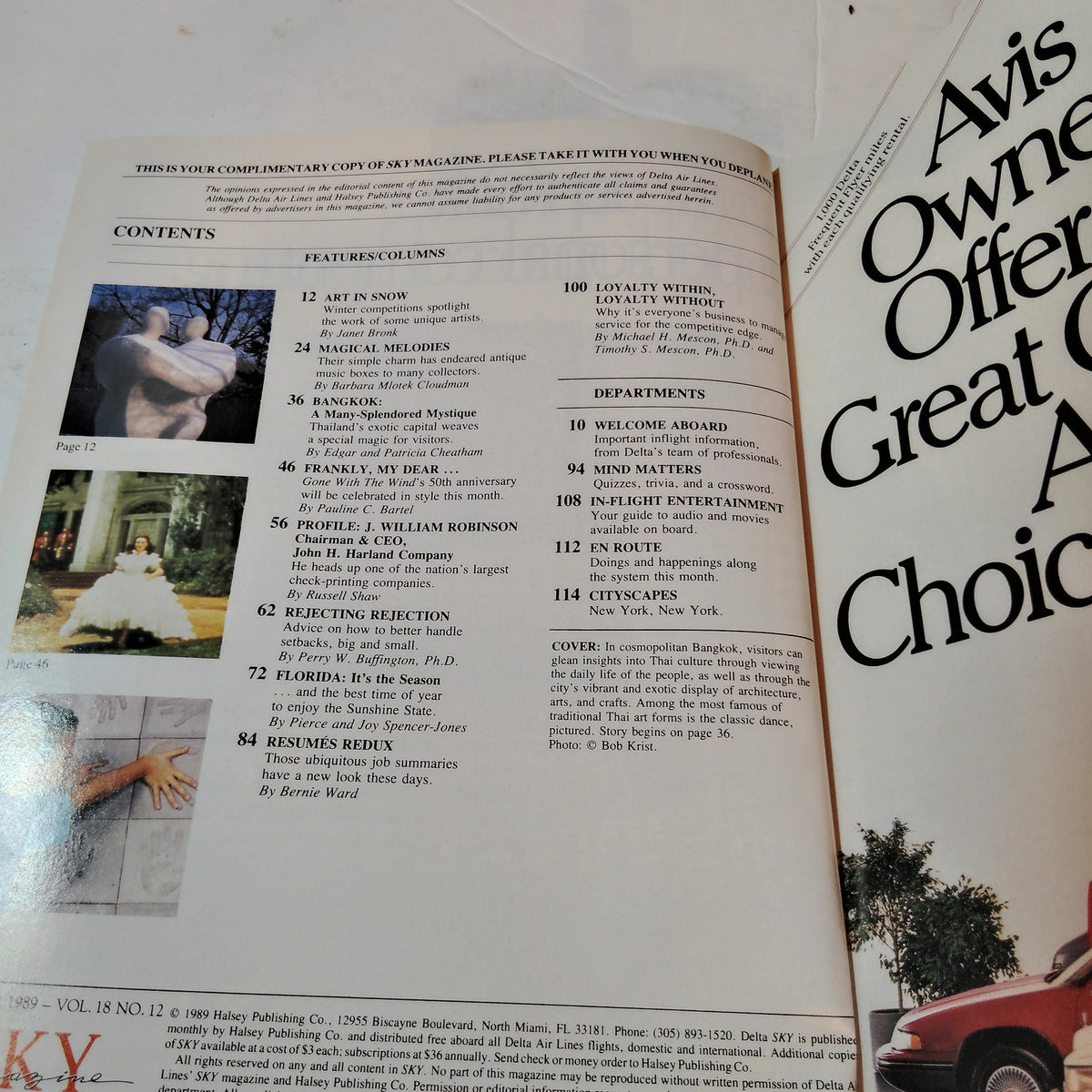 Delta SKY Mag December 1989 - Bangkok, Gone with the Wind 50th Anniversary