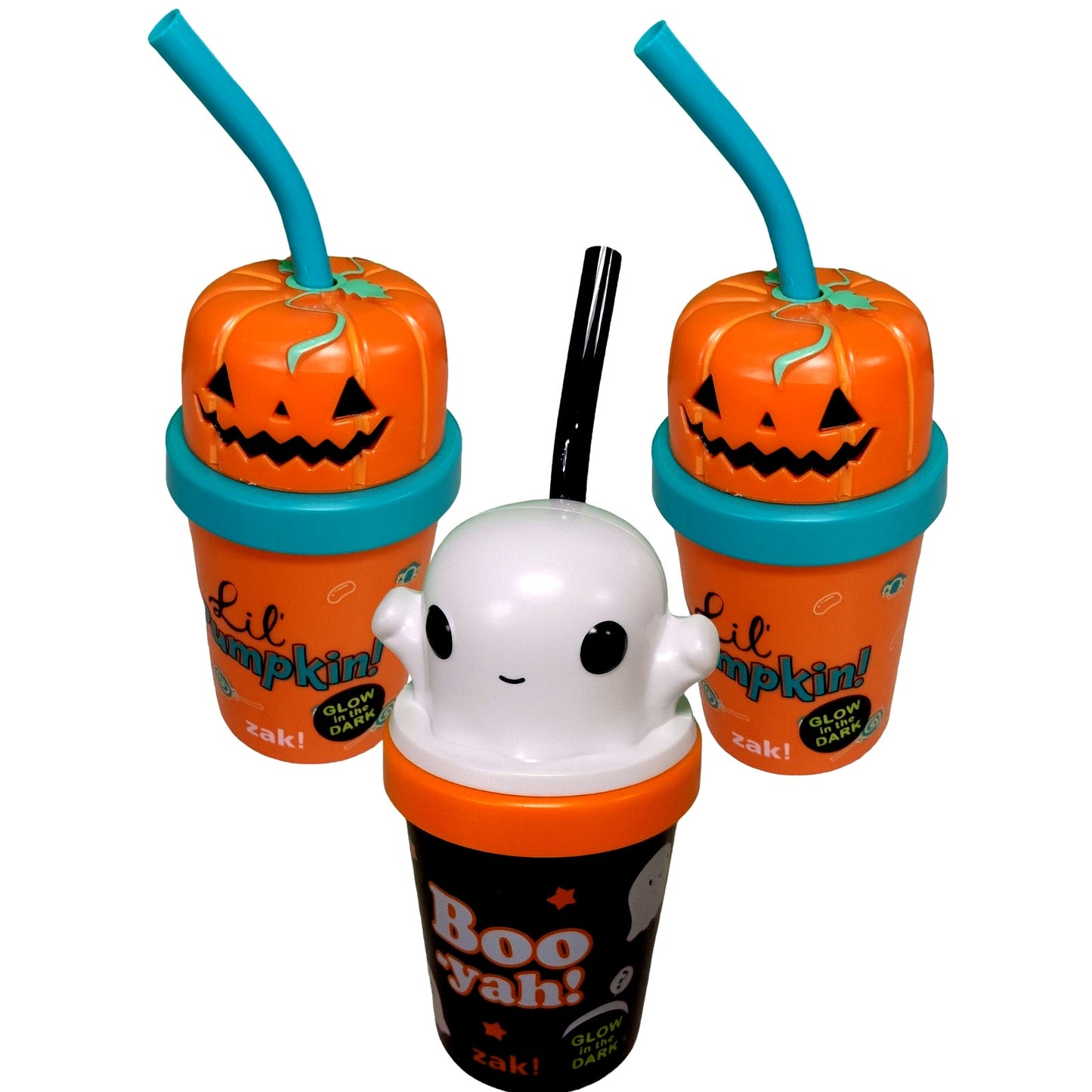 3 PC Glow-in-the-Dark Halloween Halloween 13 oz Cup Set - 2 x Pumpkin, 1 x Ghost
