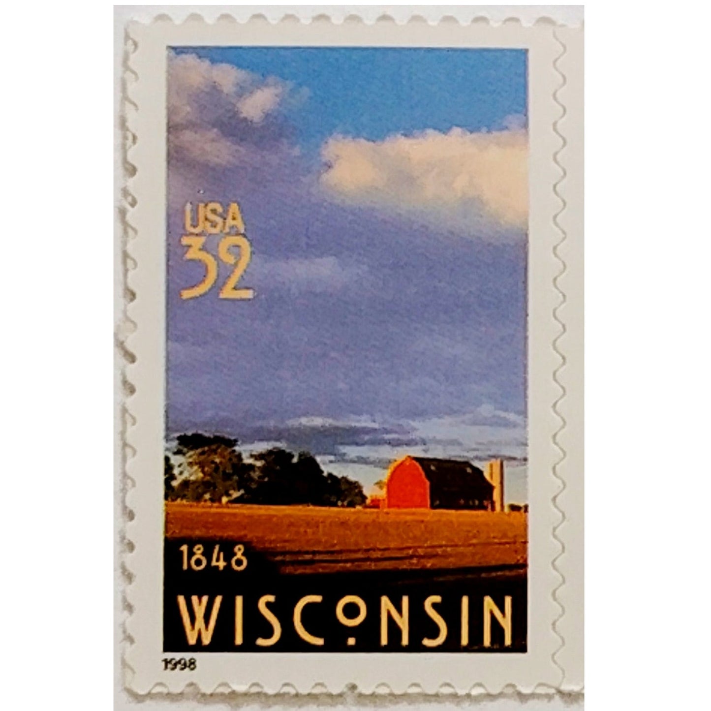 1998 Wisconsin Statehood Strip of 5 MNH – Scott 3206 Barn Design
