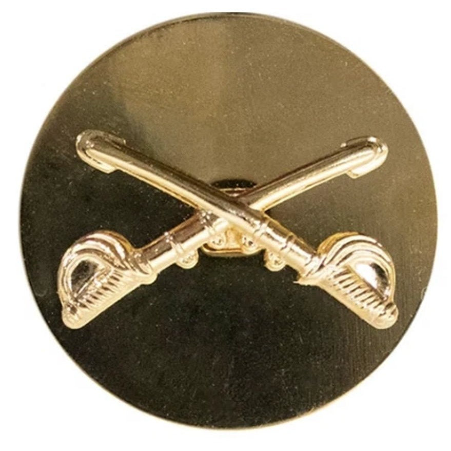 U.S. Army Enlisted Cavalry Novelty Hat Lapel Pin Set Gold Tone 1" Discs, NIP
