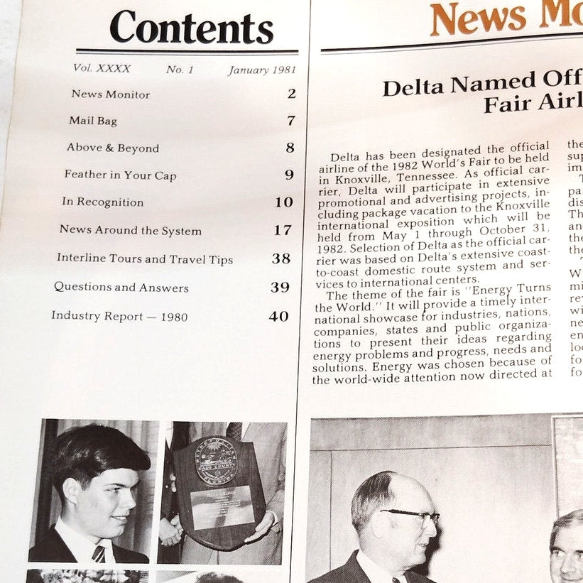 Vintage Delta Digest Magazine - January 1981 - Airplane Engine Cover - Brown/Tan
